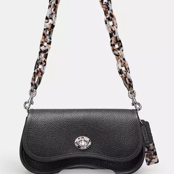 Coach Wavy Dinky Crossbody Shoulder Bag In Coachtopia Leather Black - Picture 14 of 16